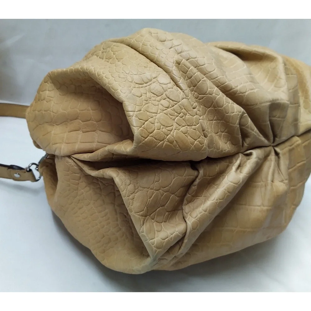 Michael Kors Tan Leather Crocodile Embossed Leather Chain Strap Shoulder Bag